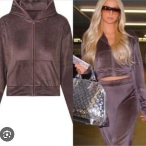 Skims velour cropped hoodie